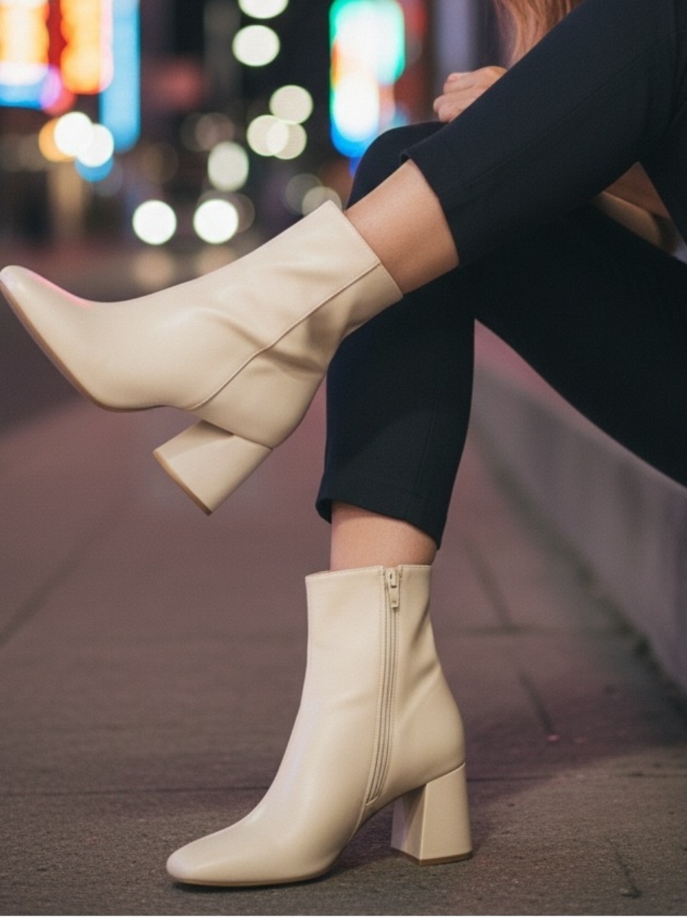 Chinese Laundry Beige Side Zip Ankle Boots 8.5